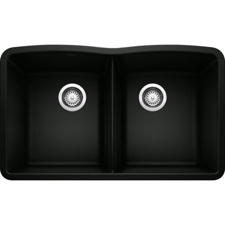 BLANCO Diamond Silgranit 50/50 Double Bowl Undermount Kitchen Sink - Coal Black 442913